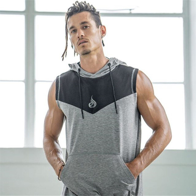 2021 hot new  Bodybuilding  sleeveless hoodie gyms tank tops for men singlets shirt cotton fitness sporting clothing