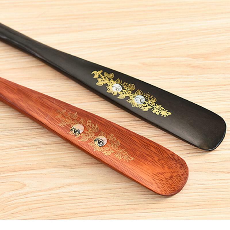 Nowy wysokiej jakości 55cm mahoń craft kopytko drewniane róg profesjonalny drewniany długi uchwyt Shoe Horn Lifter Shoehorn