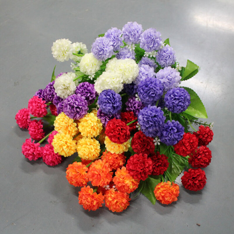 Flores falsas multicolores, alambre de plástico hermoso, 8 hortensias, decoración Artificial para el hogar, crisantemos aromáticos