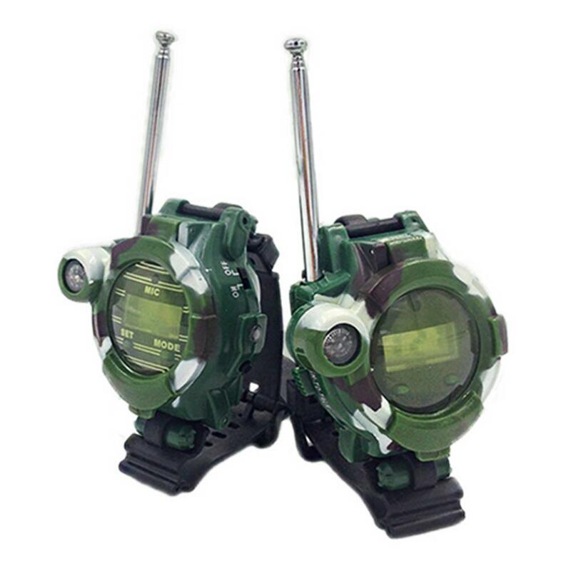 2 uds 7 en 1 reloj walkie talkie de estilo camuflaje juguete para niños eléctrico fuerte rango claro interfono niños juguetes interactivos