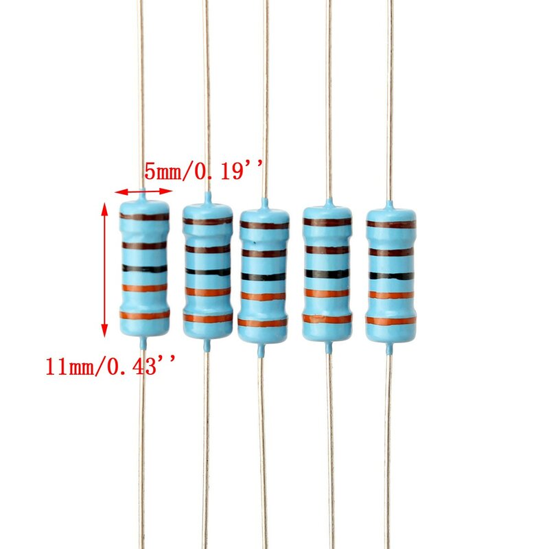 500 ชิ้น/เซ็ต 100 ค่า 1 W 1 โอห์ม - 1 M Ohm ตัวต้านทานฟิล์มโลหะ +/- 1% ชุดชุดอิเล็กทรอนิกส์ DIY Resistors Kit