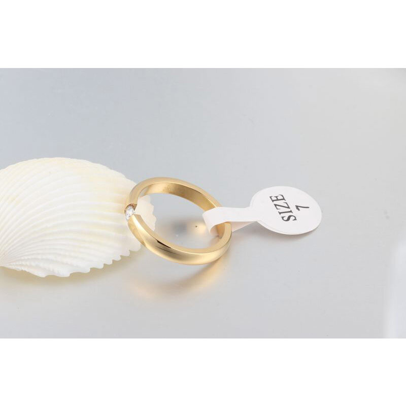 Vnox 3 мм милые Для женщин кольцо золото-Цвет CZ Камень Обручальное кольцо Нержавеющая сталь из металла