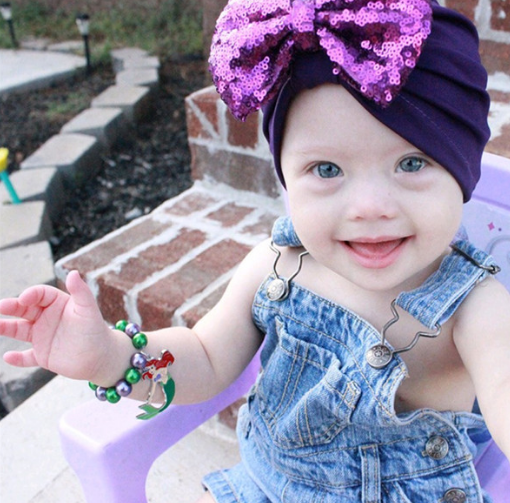 New Cute Newborn Turban Hat with Sequin Bow Cotton Blend Kids Caps Beanie Top Knot Handmade Hat Birthday Christmas Gift