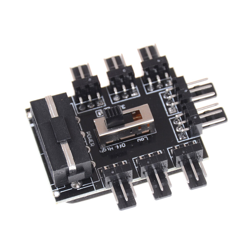 1 to 8 Way Splitter Cooler Cooling Fan Hub 3pin 12V Power Socket PCB Adapter 2 Level Speed Control PC Computer IDE Molex