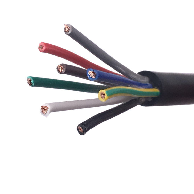 24 AWG 0.2MM2 RVV 2/3/4/5 Cores Copper Wire Conductor Electric RVV Cable Black soft sheathed wire