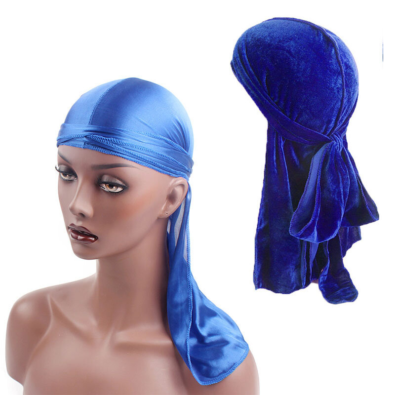 Unisex Velvet and Silky Durag 2pcs Set Headwrap Men's velvet Durag Bandana Headwear