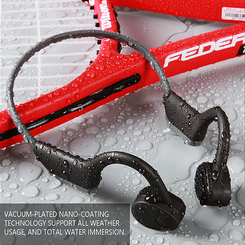 Bluetooth 5.0ワイヤレス骨伝導ヘッドセット,マイク付き屋外スポーツヘッドセット,ハンズフリー