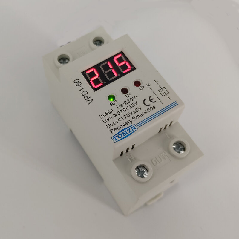 40A 60A 220V Automatische Reconnect Over Voltage Onder Spanning Bescherming Beschermende Apparaat Relais Met Voltmeter Voltage Monitor