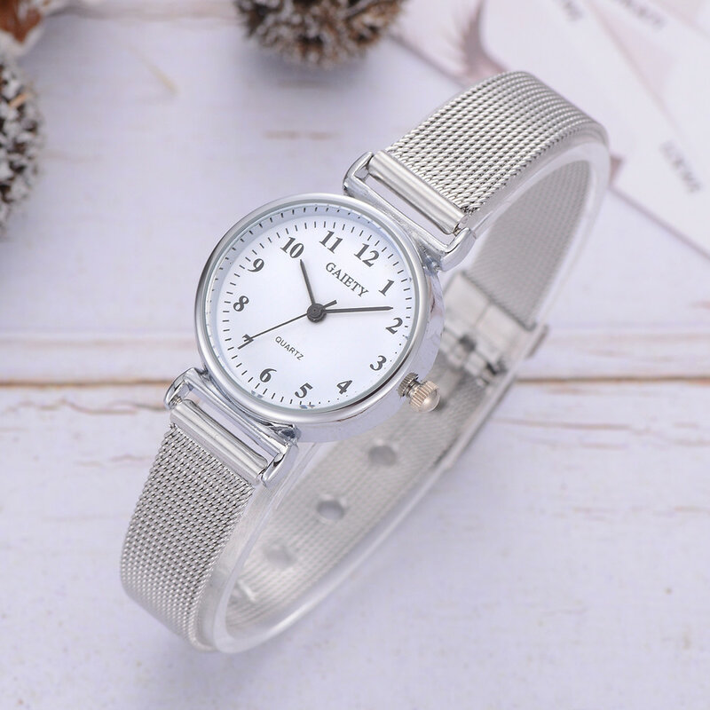 Relógio analógico feminino quartz, pulseira de malha casual para mulheres 2020