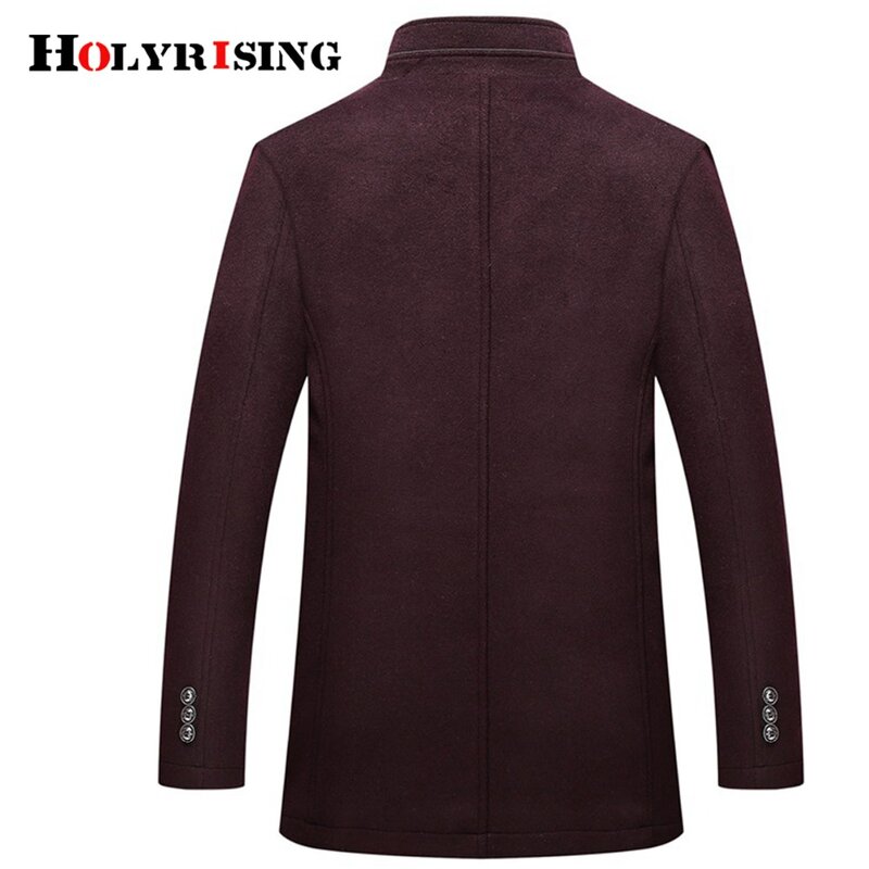 Casaco de peito único Holysing para homens, sobretudos grossos, tops com colete ajustável, casacos de lã, 4 cores