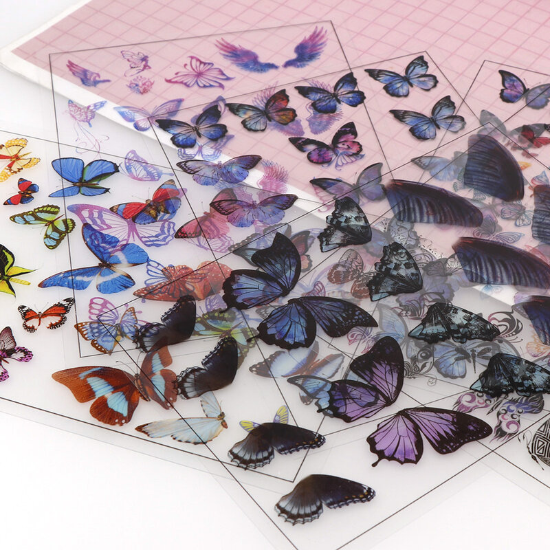 Rellenos de resina UV de mariposa, adhesivo para diario, Material decorativo DIY, planificador de relleno, diario, álbum de recortes, pegatinas, 1 ud.
