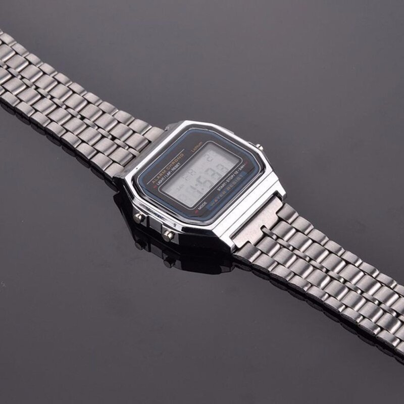 Zegarek męski zegarek w starym stylu elektroniczny wyświetlacz cyfrowy zegarek w stylu Retro złote srebrne zegarki Relojes Para Hombres