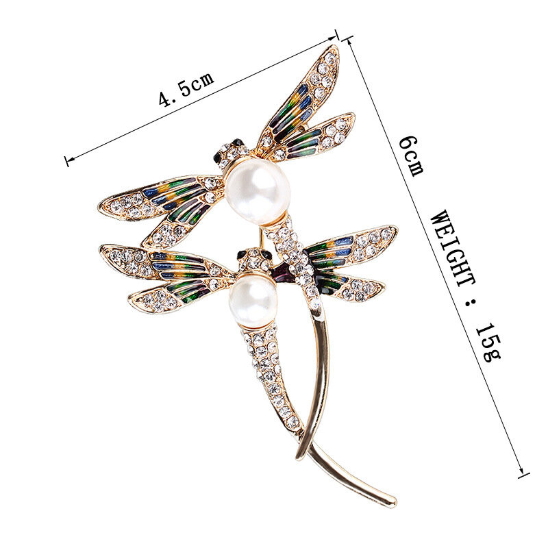 RHao New Dragonfly Brooches Large Couple Flying Insect Dragonfly Brooch pins Women Men's suit corsage collar coat jewelry broach