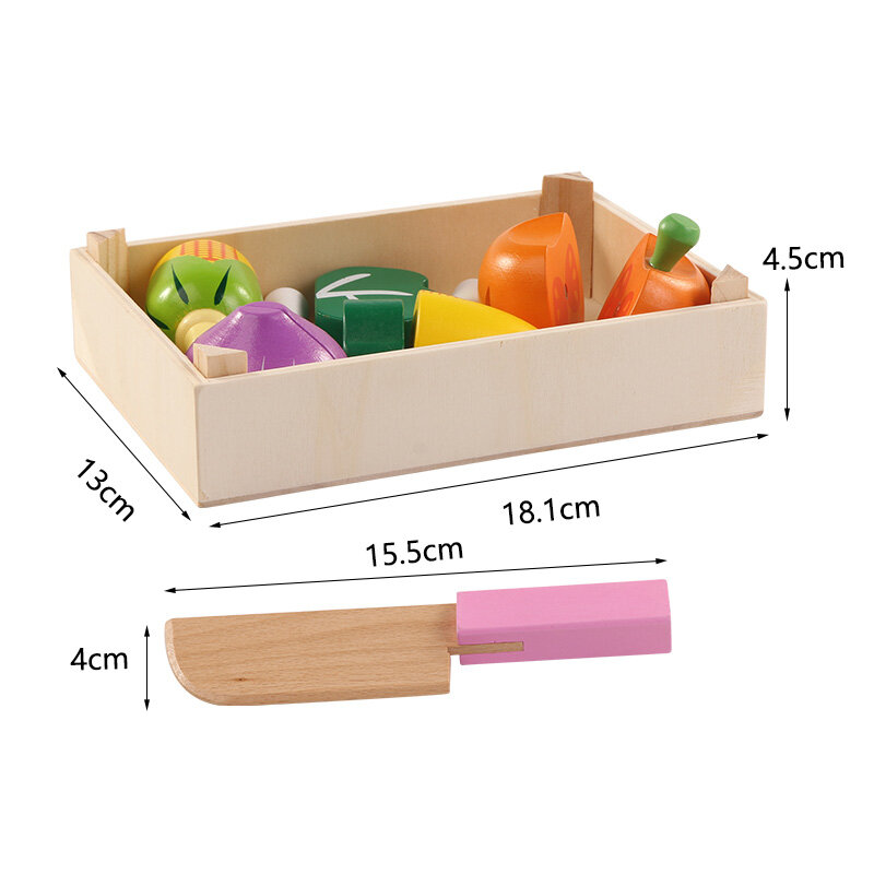 Juguetes de cocina de madera para niños, comida en miniatura para cortar frutas y verduras, juguetes de educación temprana