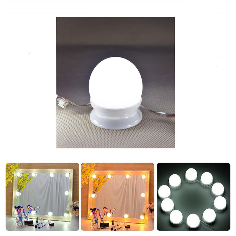 Kit de bombillas USB para tocador, lámpara LED de maquillaje, luz de pared para espejo de tocador Hollywood, luz cosmética