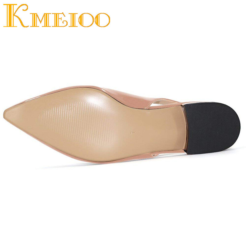Kmeioo sandálias femininas, sapatos de salto baixo bico fino, fivela drees, 2021 cm, salto básico casual feminino, 2.5, venda imperdível