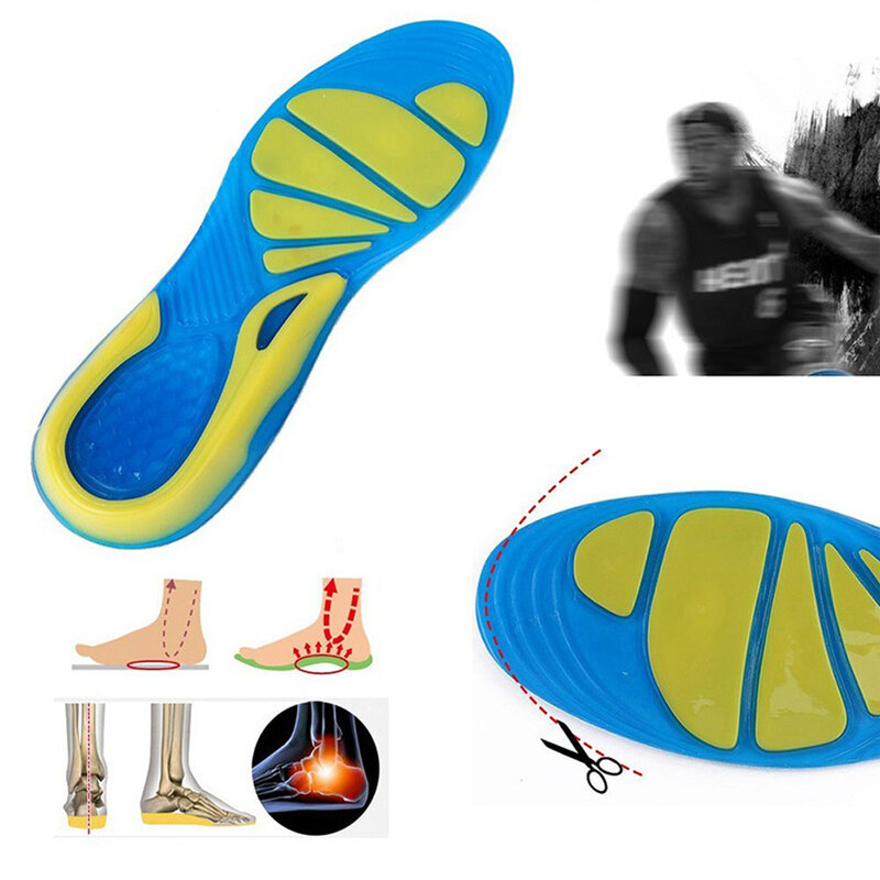 1คู่ Unisex TPE ซิลิโคนเจลวิ่งกีฬา Insoles เท้า Plantar Fasciitis Insoles ศัลยกรรมกระดูกนวดรองเท้าแผ่น Cтельки