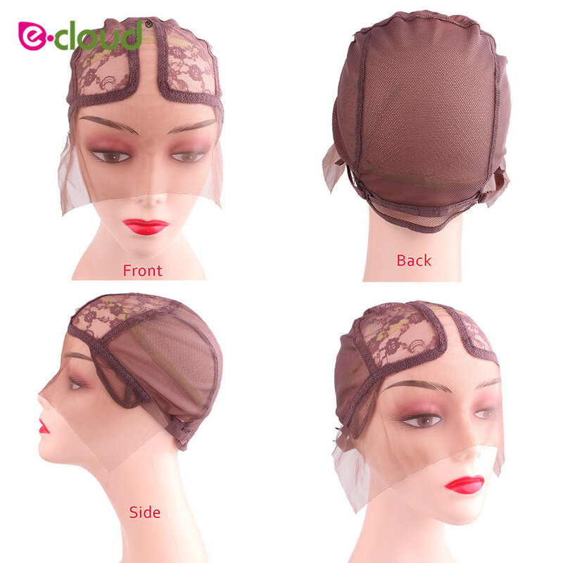 Bonnet de perruque en dentelle complète, pour la fabrication de perruques et tissage de cheveux, extensible, réglable, noir chaud pour filet, 5-30