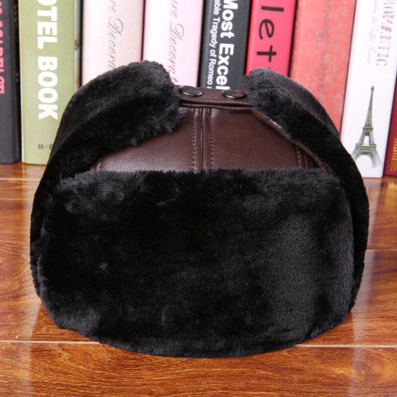 Новое поступление, зимняя теплая кожаная шапка для пожилых людей, мужская женская одежда для защиты ушей, утепленная шапка