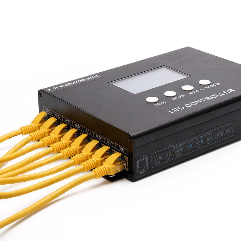 Controlador de luz de píxel programable profesional, K-SY-408, 8 canales de salida, soporte de 8192 puntos, con función de control de voz y música