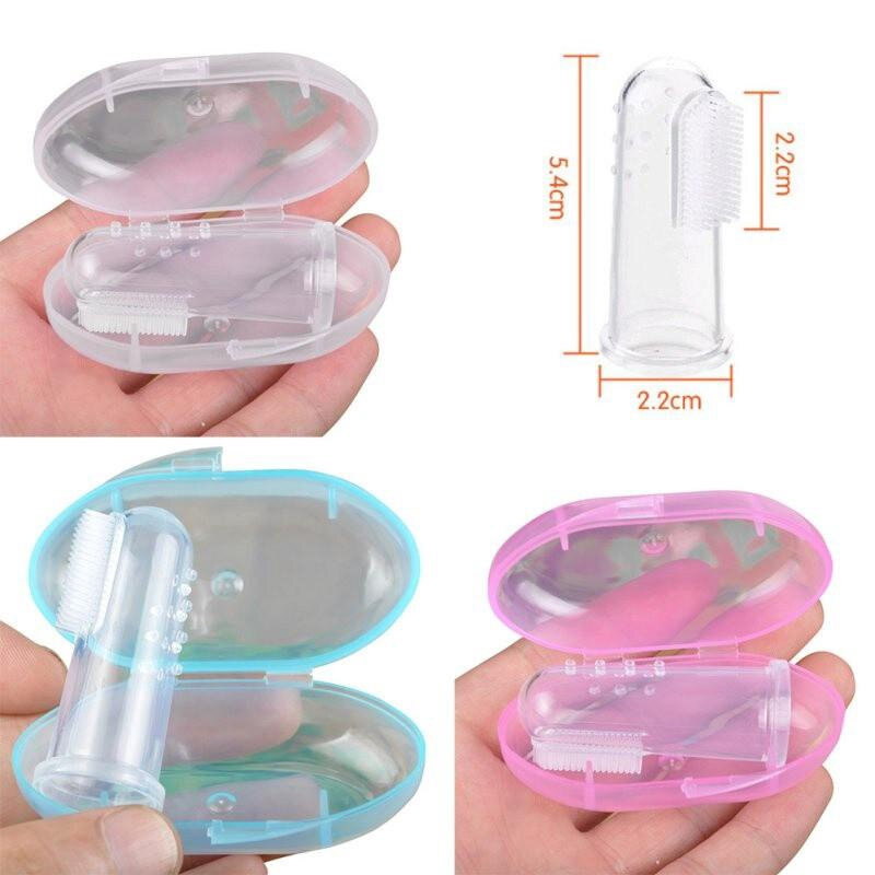 赤ちゃん指歯ブラシ子供の歯クリアケアツールソフトシリコーン幼児歯ブラシゴムクリーニング哺乳ブラシ + ボックス