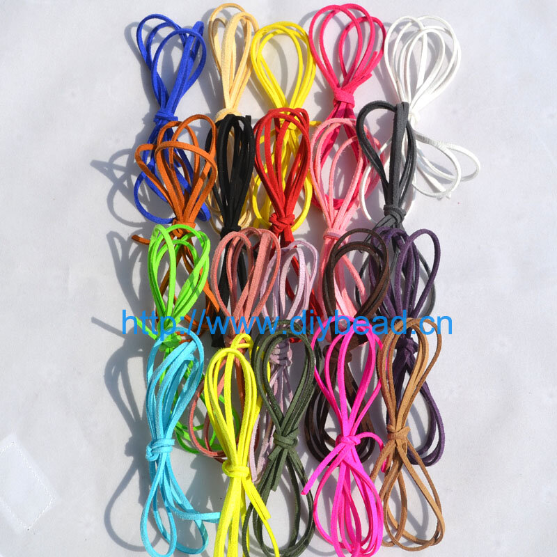 Cabos de couro liso de camurça 2.5mm, cabos de veludo falso, colar com corda e fio para fazer joias, achados de 5 metros