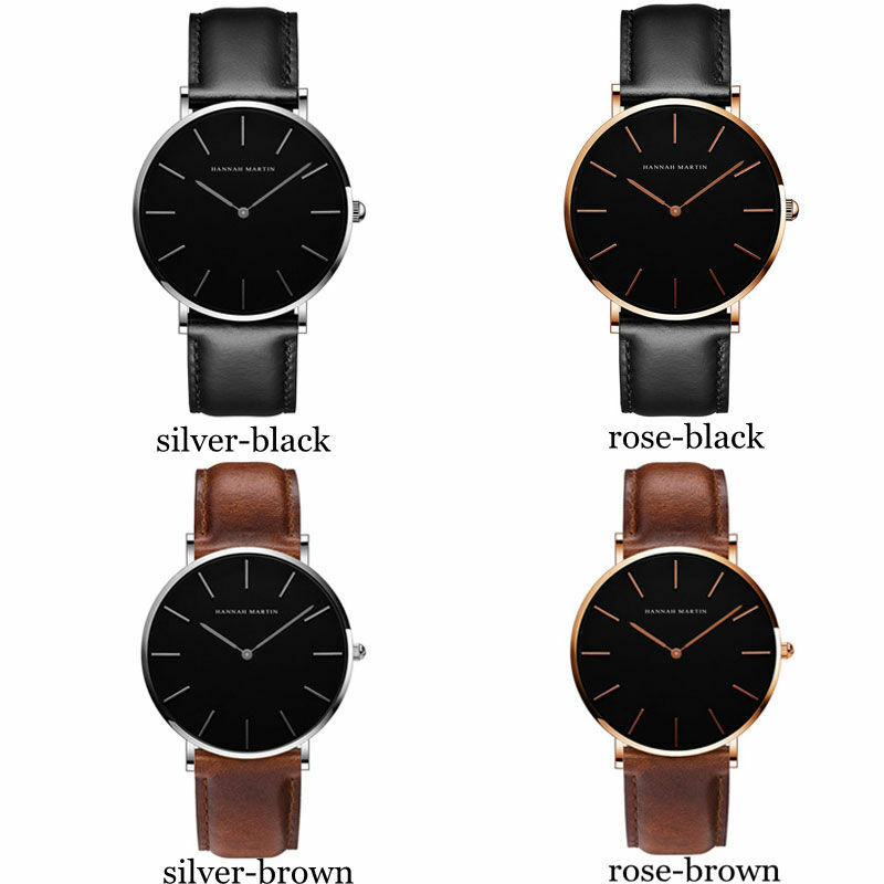 Hannah martin-relógio de pulso feminino, preto, resistente à água, com pulseira de couro, casual, para mulheres