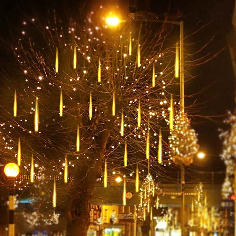 Chuva de meteoros led luz string chuva tubo luz da noite decoração de natal impermeável 110 v-220 v colorido cor casamento romântico