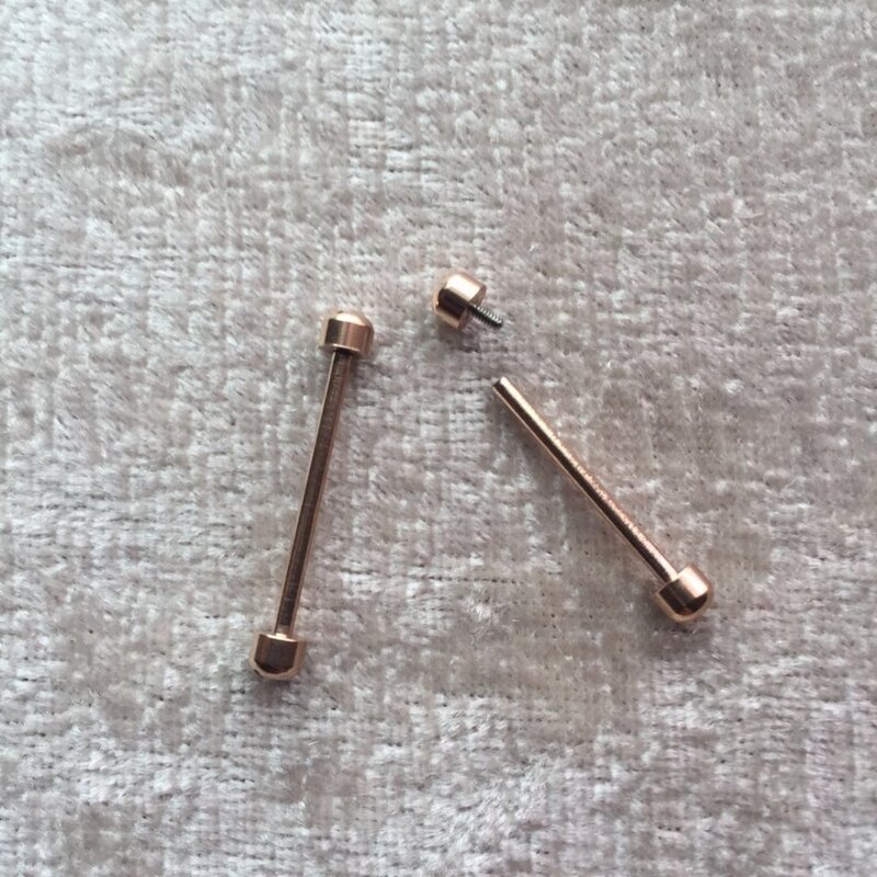 2pcs Rose Gold Watch Screw Tube Rod Spring Bar Screw-In Watch Lug stem Link kit for Watch Strap Bands 18mm 20mm 22mm