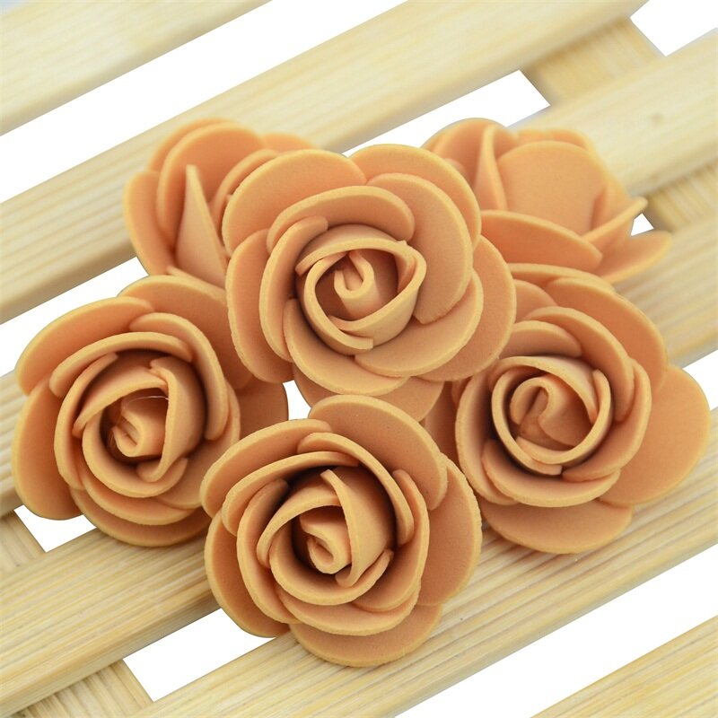 Mini roses artificielles en mousse Pe, 3cm, 50 pièces, fausses fleurs, pour décoration de mariage, maison, fournitures de fête artisanales