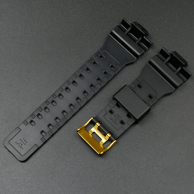 Harz schwarz gold strap für Casio g-schock ga-100 ga-110ga-120 ga-200 ga-300 ga-400 gd-100 gd110 gd-120 gls-100 glänzend schwarz strap