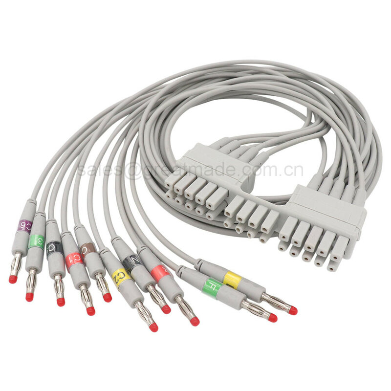 Câble Compatible avec MORTARA ELI 150C 230 250C 280 350 EKG, IEC 10 fils conducteurs, prise 28 broches,> Banana 4.0