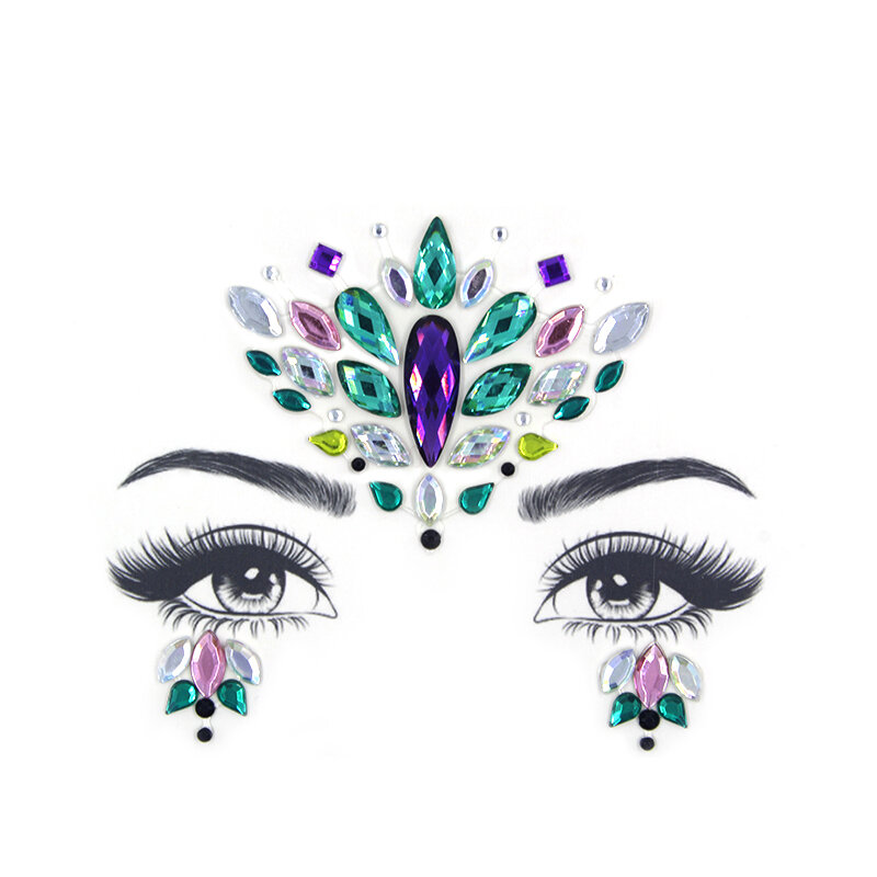 Glitter Wajah Perhiasan Stiker Tato Sementara Pesta Alat Muka Makeup Rhinestones Flash Tato Stiker
