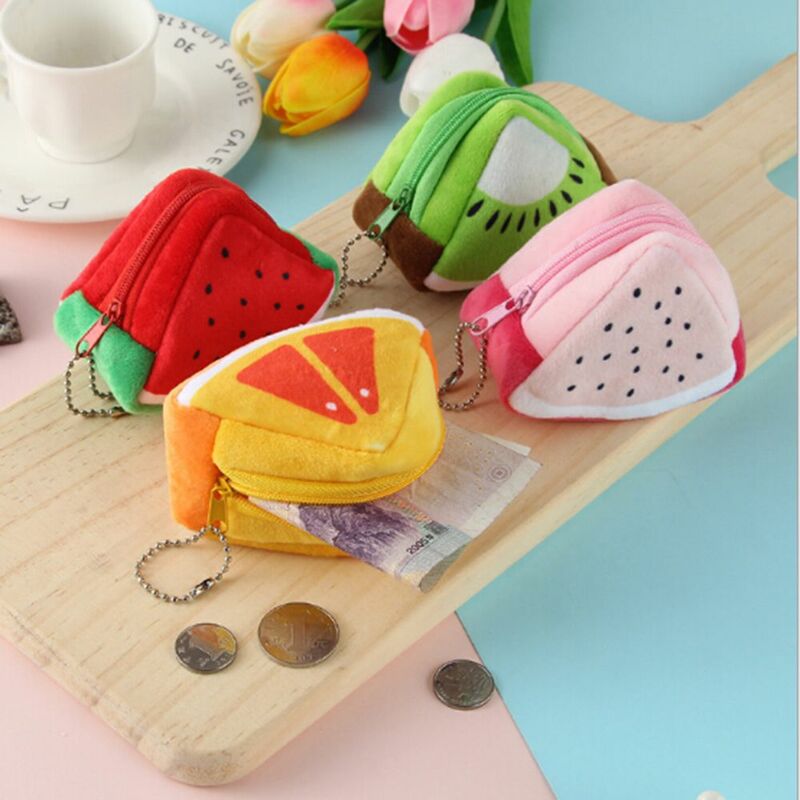 Monedero de felpa con forma de fruta para mujer, monedero pequeño para niñas, 2019