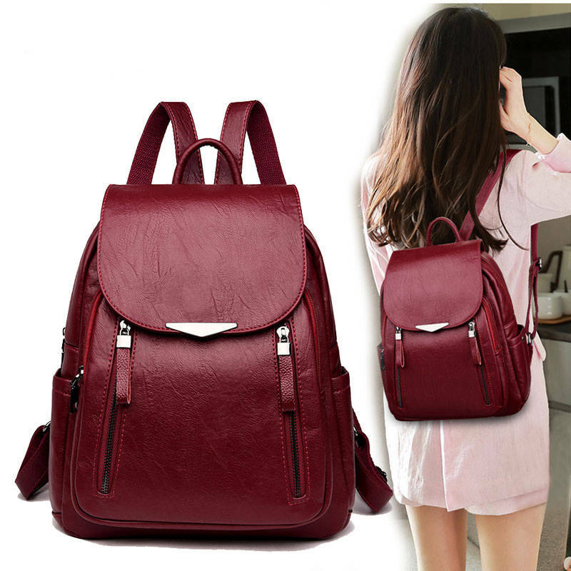 Повседневный женский кожаный рюкзак, вместительная школьная сумка для девушек, удобная сумка на плечо с двумя молниями