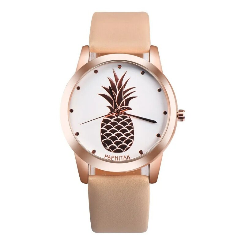 Reloj de cuarzo con correa de cuero para mujer, pulsera femenina de marca superior con diseño de piña, ideal para estudiantes, Bayan Kol Saati * A