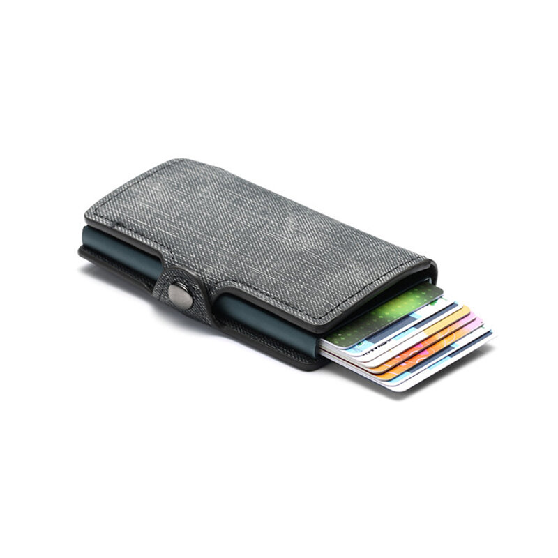 Bycobecy 2019 wąski portfel portfel na karty kredytowe nowy blokujący RFID etui na karty PU pojedyncze aluminiowe pudełko Business Hasp etui na karty