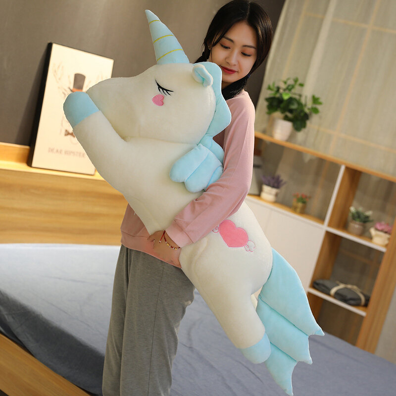 Boneka Unicorn Mainan Mewah Gadis Memegang Besar dengan Tidur Panjang Bantal Gadis Hadiah Boneka Lucu Lucu