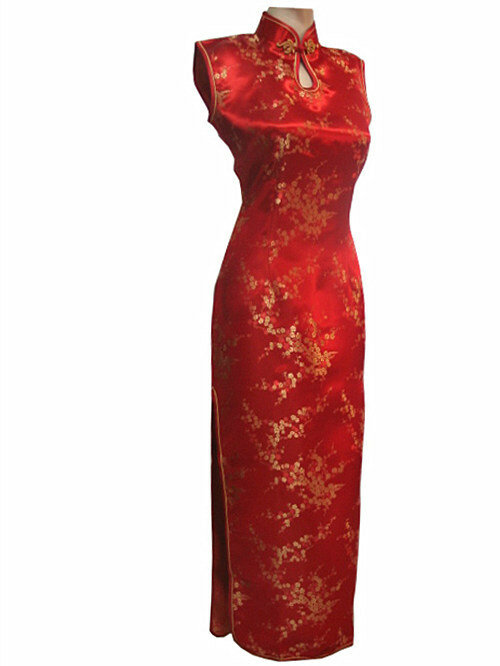 أسود-أحمر فستان صيني تقليدي للنساء من الساتان طويل رسن شيونغسام كيباو موجير Vestido Flower مقاس S M L XL XXL XXXL J3035