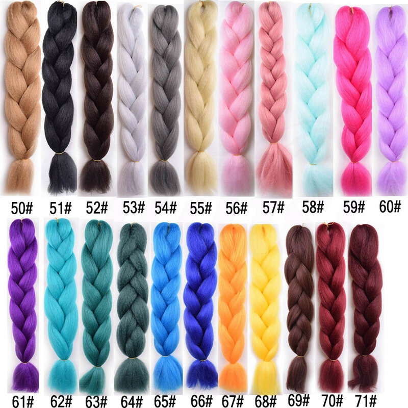 JUNSI Long 23inch Ombre Synthetic Jumbo Braiding Hair Crochet Gold Pink Grey Pruiken Braids Hair Extension for Women