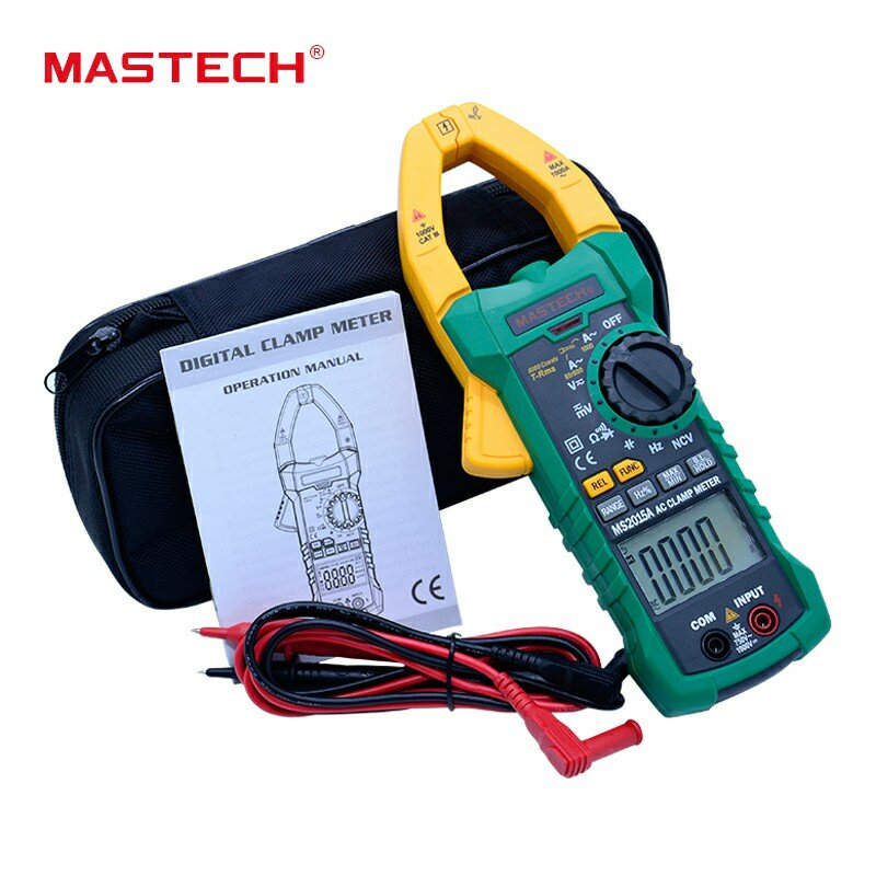 Multímetro de rango automático medidor de pinza Digital MASTECH MS2015A AC 1000A pinza de frecuencia de voltaje de corriente multímetro probador de retroiluminación