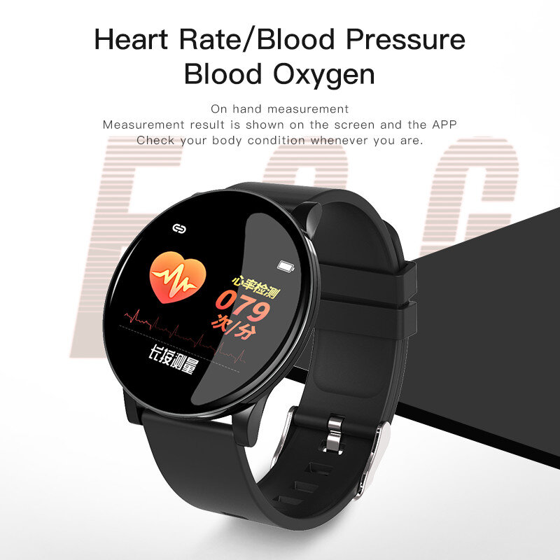 Smartwatch bluetooth w8, à prova d'água, esportivo, com monitoramento de frequência cardíaca, pressão sanguínea, masculino, feminino, pk v11