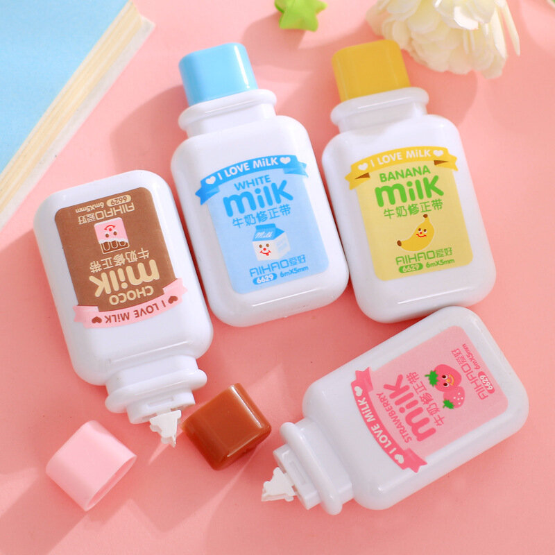 Novelty Milk Bottle Kawaii White Out Corrector Practical Correction Tape Diary Stationery School Supply