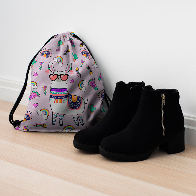 Женский рюкзак с принтом JomTokoy, Черный дорожный рюкзак на шнуровке с принтом из альпаки, skd27139, 2019