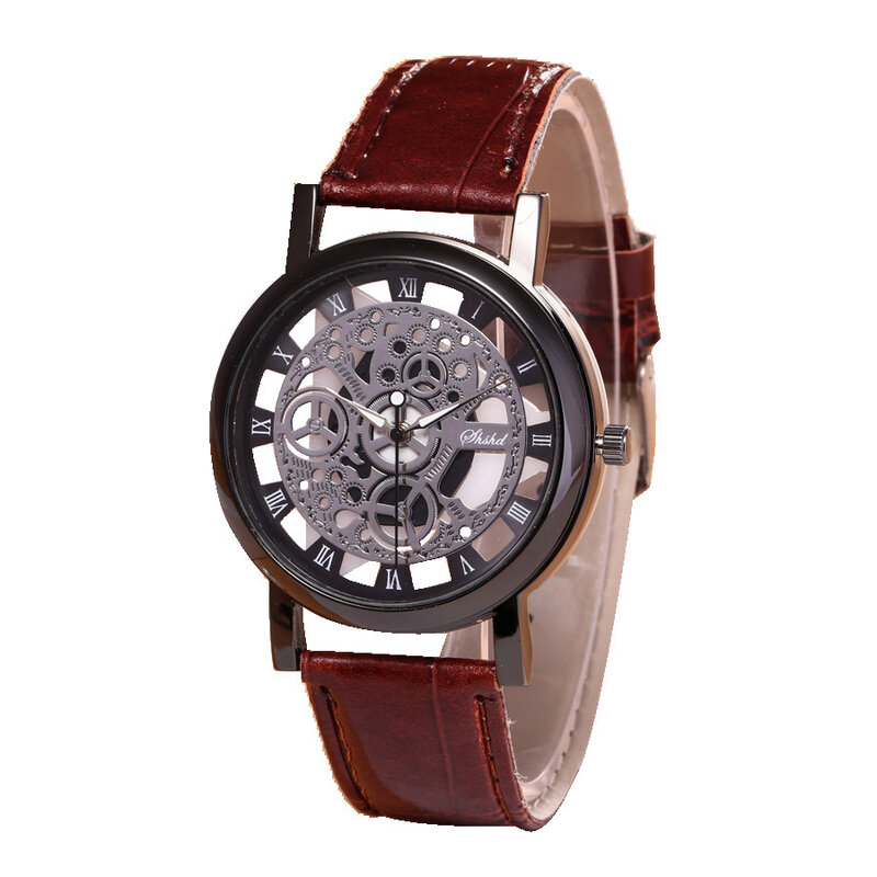 Reloj de cuarzo de cuero hueco de marca de lujo para hombre, pulsera de moda para mujer, reloj de pulsera, reloj de pulsera, reloj femenino