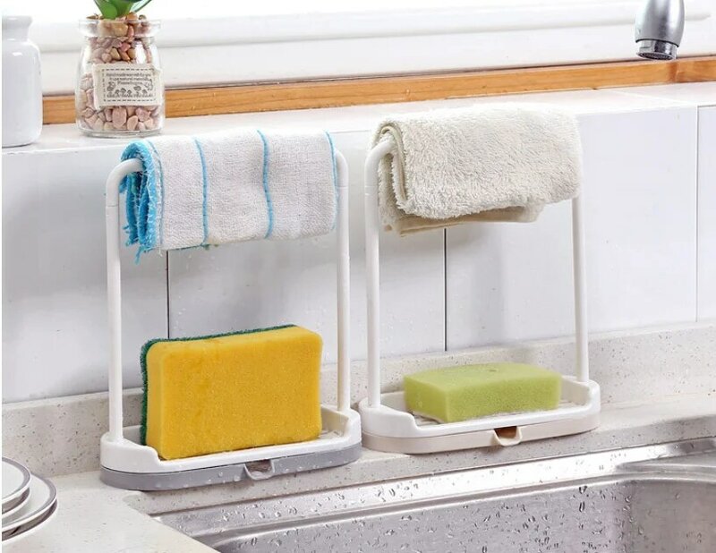 Wielofunkcyjny ręcznik pojemnik na gąbkę Rack kuchnia wiszący schowek na szmaty stojak uchwyt na wieszak łazienka haczyki kuchenne