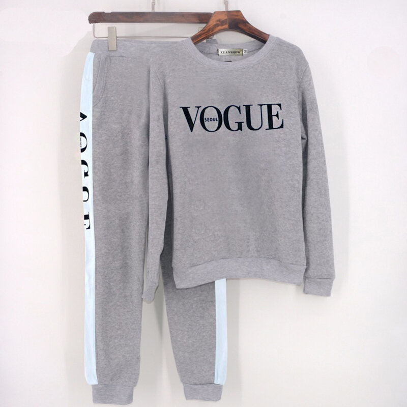 Vrouwen Sets Vogue Brief Afdrukken Sweatshirt + Broek 2 Delige Set Herfst Winter Lange Mouw Trainingspakken Tweedelige Pak Sportkleding outfit