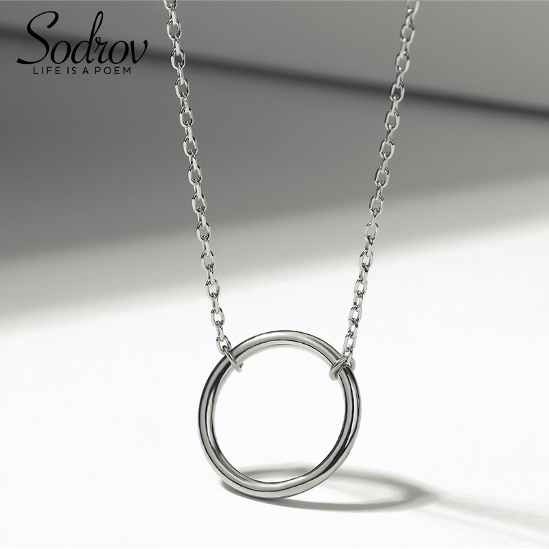 Sodrov 925 prata esterlina intertravamento infinito círculos colar para mulher prata 925 colar