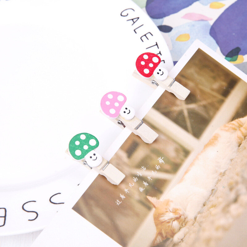 1 conjunto (6 peças) clipe de papel fofo cogumelo colorido papel memo estrela adorável clipes de foto para decoração mensagens escritório