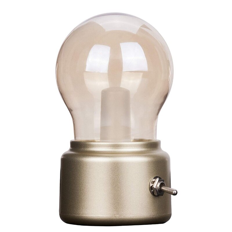 Donwei lâmpada noturna vintage, luz noturna recarregável usb, led com interruptor para economia de energia